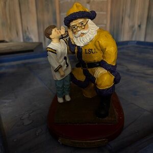 LSU Santa and Child Holiday Figurine - Yellow and Purple
